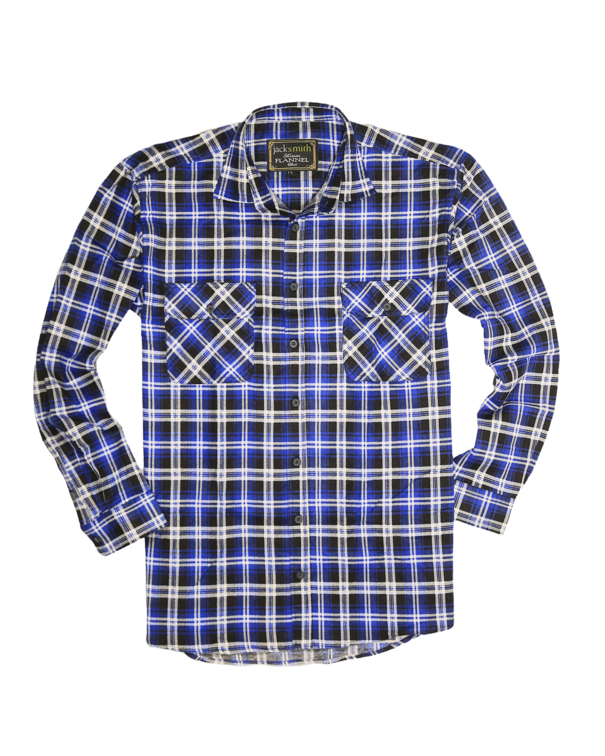Mens 100% Cotton Flannelette Shirt Long Sleeve Check Authentic Flannel - Denim - 5XL V563-FS-FP22-45-5XL