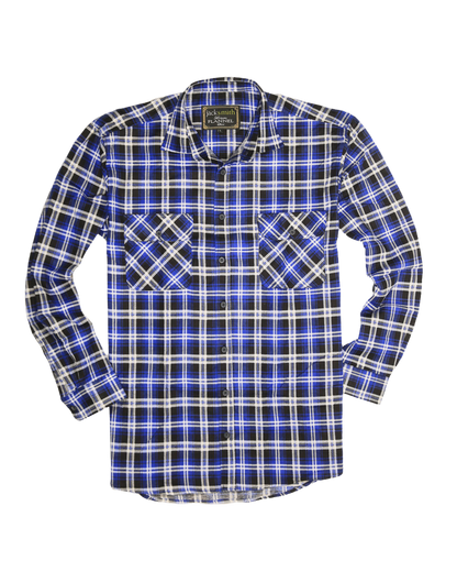 Mens 100% Cotton Flannelette Shirt Long Sleeve Check Authentic Flannel - Denim - 8XL V563-FS-FP22-45-8XL
