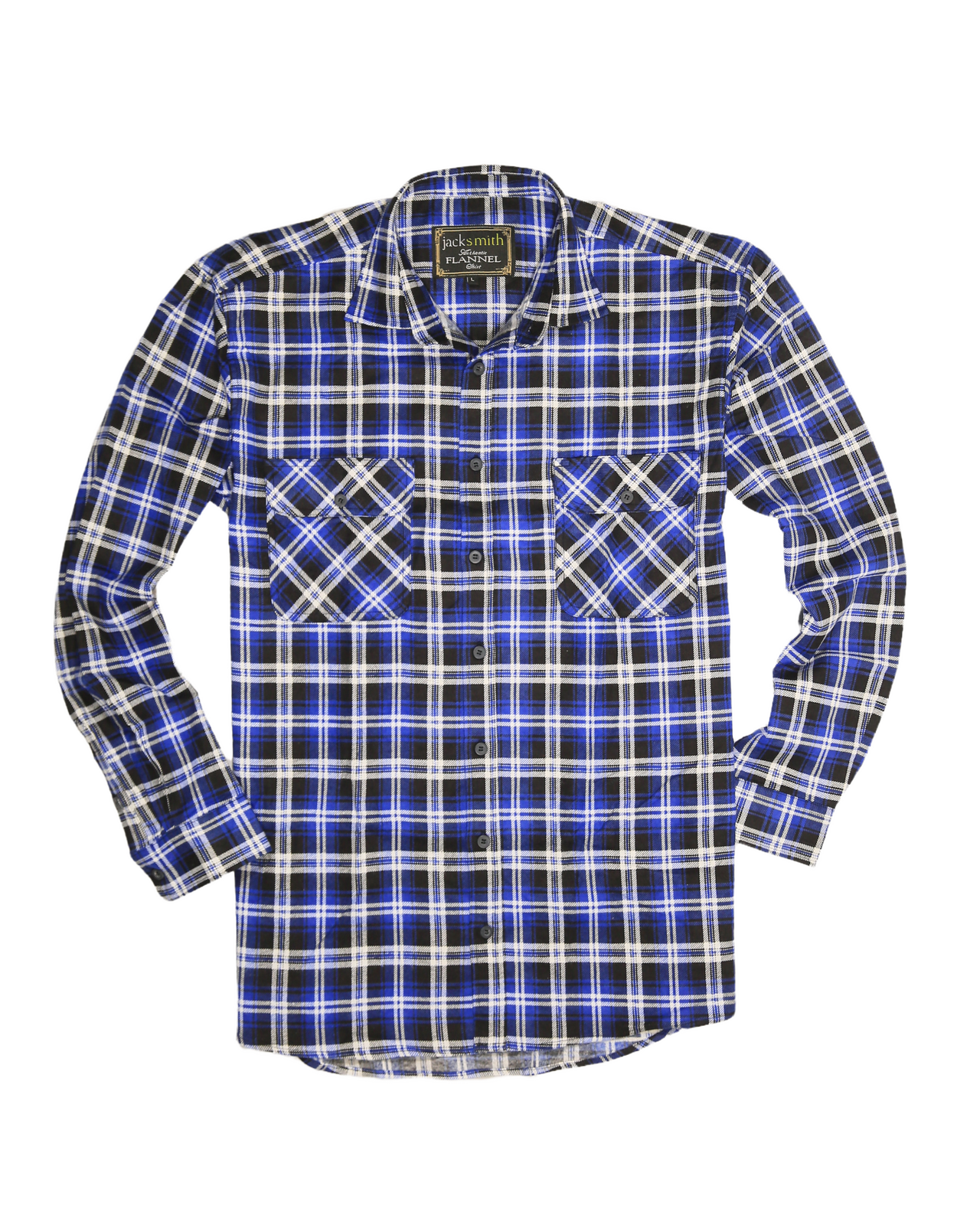 Mens 100% Cotton Flannelette Shirt Long Sleeve Check Authentic Flannel - Denim - L V563-FS-FP22-45-L