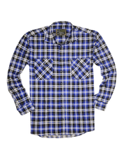 Mens 100% Cotton Flannelette Shirt Long Sleeve Check Authentic Flannel - Denim - XL