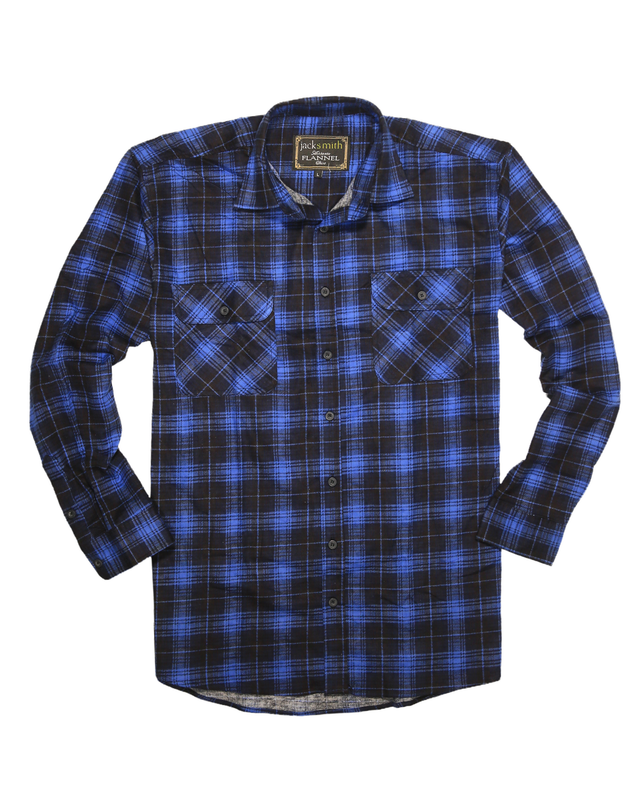 Mens 100% Cotton Flannelette Shirt Long Sleeve Check Authentic Flannel - Blue - 4XL V563-FS-FP22-48-4XL