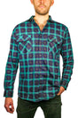 Mens 100% Cotton Flannelette Shirt Long Sleeve Check Authentic Flannel - Green/Navy - 4XL V563-FS-FP22-82-4XL