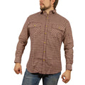 Mens Long Sleeve Flannelette Shirt 100% Cotton Flannel - Burgundy Check - L V563-FS-FP97-L