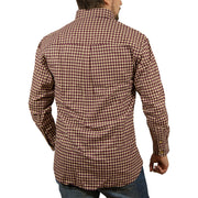 Mens Long Sleeve Flannelette Shirt 100% Cotton Flannel - Burgundy Check - M V563-FS-FP97-M