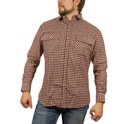 Mens Long Sleeve Flannelette Shirt 100% Cotton Flannel - Burgundy Check - S V563-FS-FP97-S