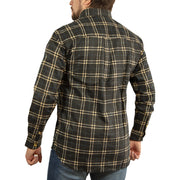 Mens Long Sleeve Flannelette Shirt 100% Cotton Flannel - Black Check - M V563-FS-FP99-M