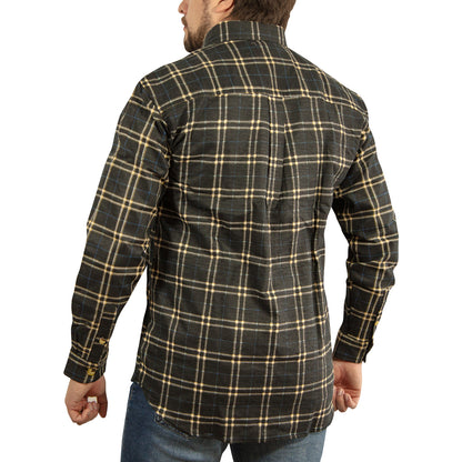 Mens Long Sleeve Flannelette Shirt 100% Cotton Flannel - Black Check - S V563-FS-FP99-S