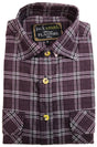 Mens Half Placket Flannelette Long Sleeve Pullover Shirt 100% Cotton Check Authentic Flannel - Burgundy - S V563-FS-HP18-BURGUNDY97-S