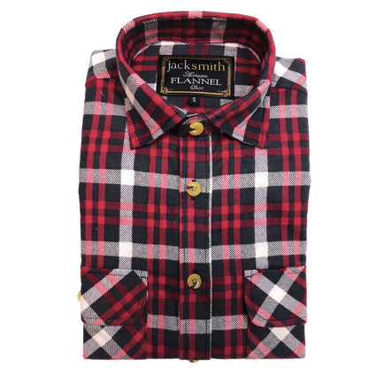 Mens Half Placket Flannelette Long Sleeve Pullover Shirt 100% Cotton Check Authentic Flannel - Burgundy - S V563-FS-HP18-BURGUNDY97-S