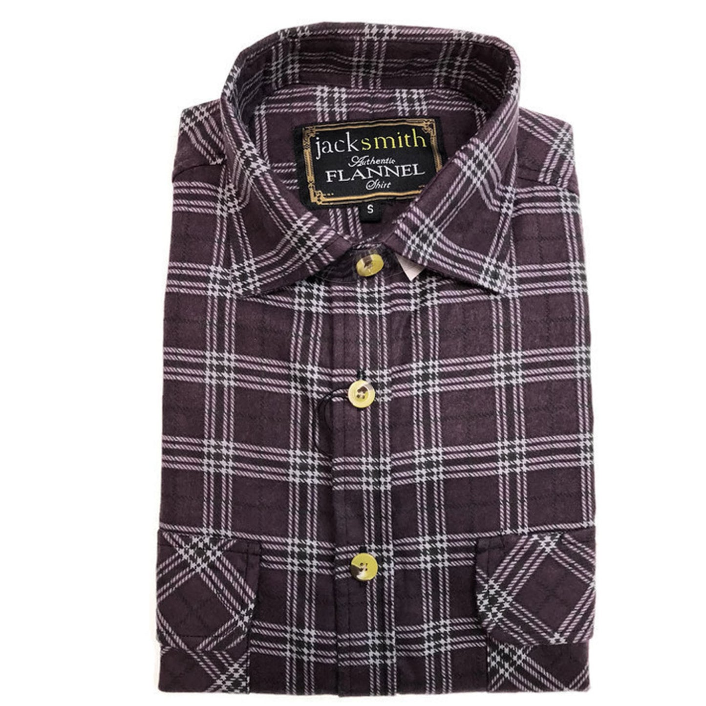 Mens Half Placket Flannelette Long Sleeve Pullover Shirt 100% Cotton Check Authentic Flannel - Burgundy - S V563-FS-HP18-BURGUNDY97-S