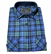 Mens Flannelette Long Sleeve Shirt 100% Cotton Authentic Flannel - Half Placket - Green - M V563-FS-HP20-89-M