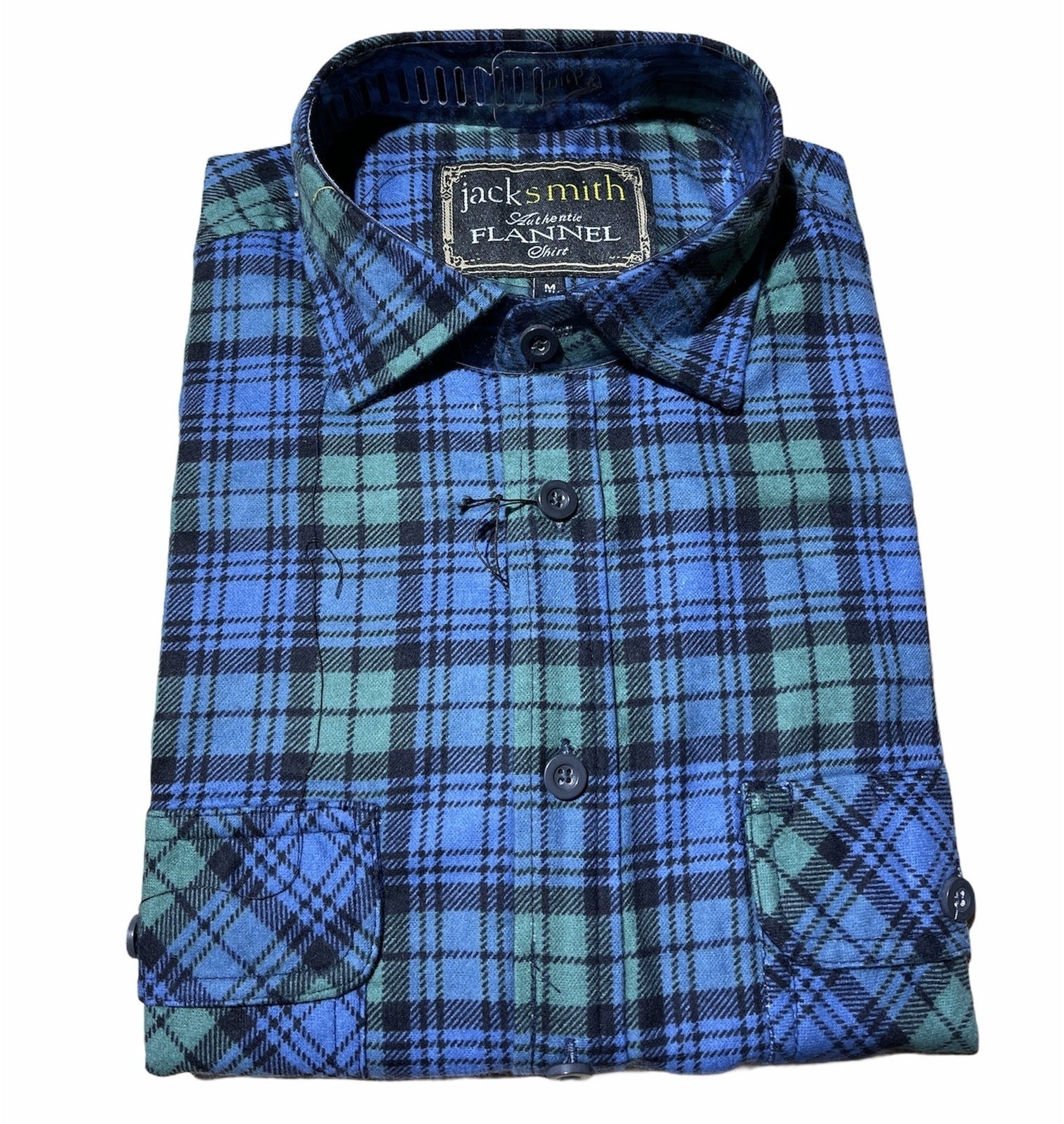 Mens Flannelette Long Sleeve Shirt 100% Cotton Authentic Flannel - Half Placket - Green - M V563-FS-HP20-89-M