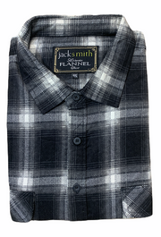 Mens Flannelette Long Sleeve Shirt 100% Cotton Authentic Flannel - Half Placket - Black - 5XL V563-FS-HP20-99-5XL