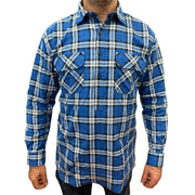 Mens Flannelette Long Sleeve Pullover Shirt 100% Cotton Flannel - Half Placket - Navy - 3XL