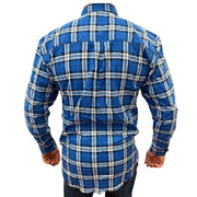 Mens Flannelette Long Sleeve Pullover Shirt 100% Cotton Flannel - Half Placket - Navy - 3XL