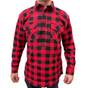 Mens Flannelette Long Sleeve Pullover Shirt 100% Cotton Flannel - Half Placket - Red/Black - L V563-FS-HP22-190-L