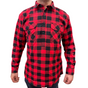 Mens Flannelette Long Sleeve Pullover Shirt 100% Cotton Flannel - Half Placket - Red/Black - M V563-FS-HP22-190-M