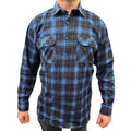 Mens Flannelette Long Sleeve Pullover Shirt 100% Cotton Flannel - Half Placket - Blue - 5XL V563-FS-HP22-48-5XL