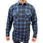 Mens Flannelette Long Sleeve Pullover Shirt 100% Cotton Flannel - Half Placket - Blue - 8XL V563-FS-HP22-48-8XL
