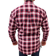 Mens Flannelette Long Sleeve Pullover Shirt 100% Cotton Flannel - Half Placket - Red/Navy - 3XL