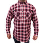 Mens Flannelette Long Sleeve Pullover Shirt 100% Cotton Flannel - Half Placket - Red/Navy - 7XL V563-FS-HP22-49-7XL