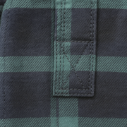 Mens Flannelette Long Sleeve Pullover Shirt 100% Cotton Flannel - Half Placket - Green/Navy - XL