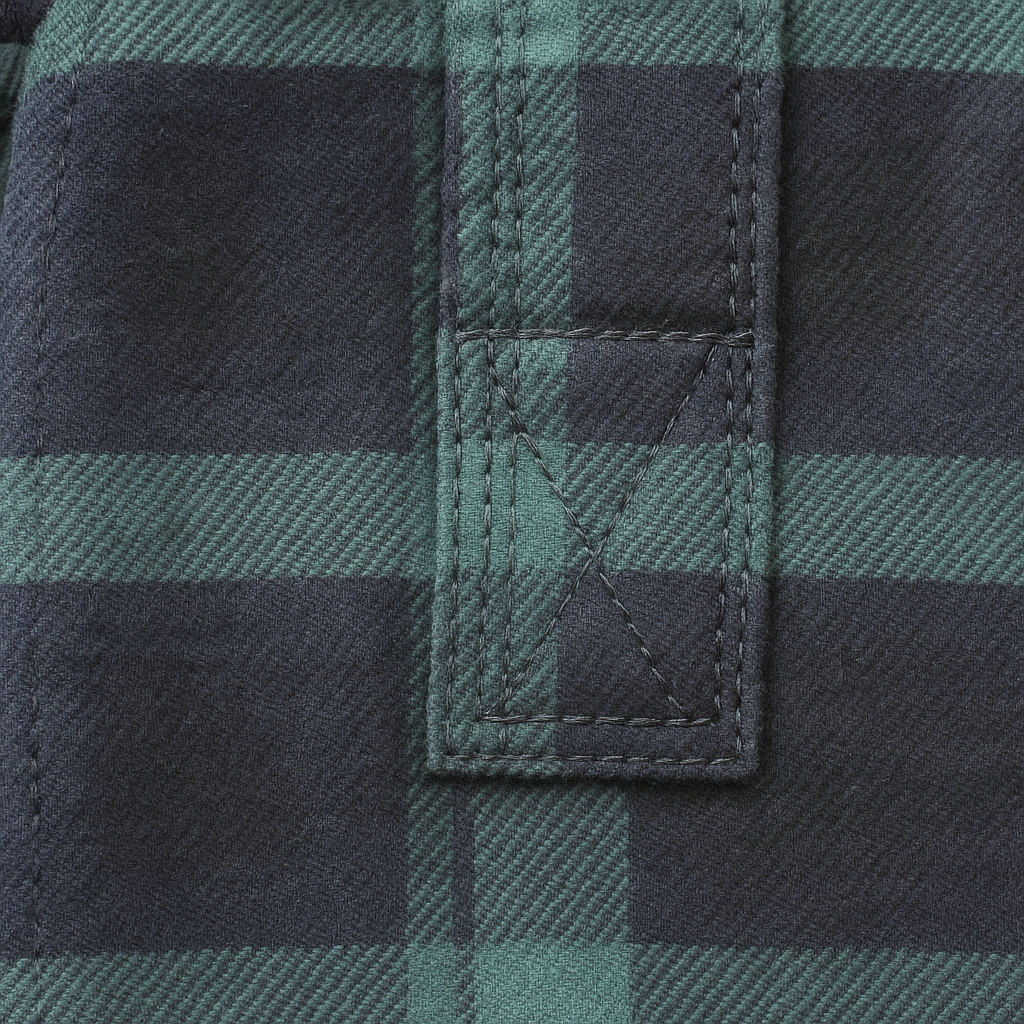 Mens Flannelette Long Sleeve Pullover Shirt 100% Cotton Flannel - Half Placket - Green/Navy - XXL