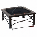 30" Square Slate Tile Fire Pit Outdoor Patio Heater Fireplace V563-FT-51161B