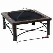 30" Square Slate Tile Fire Pit Outdoor Patio Heater Fireplace V563-FT-51161B