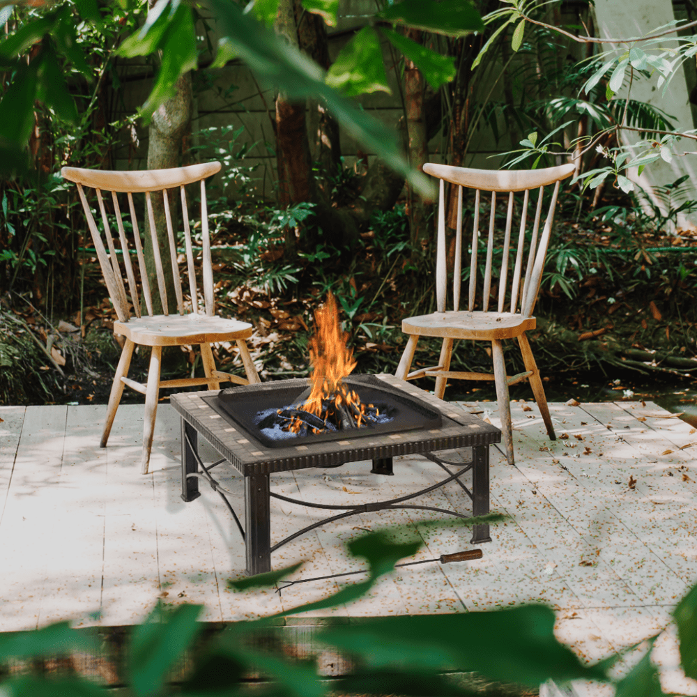 30" Square Slate Tile Fire Pit Outdoor Patio Heater Fireplace V563-FT-51161B