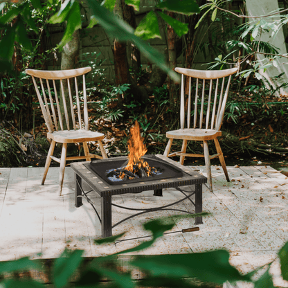 30" Square Slate Tile Fire Pit Outdoor Patio Heater Fireplace V563-FT-51161B
