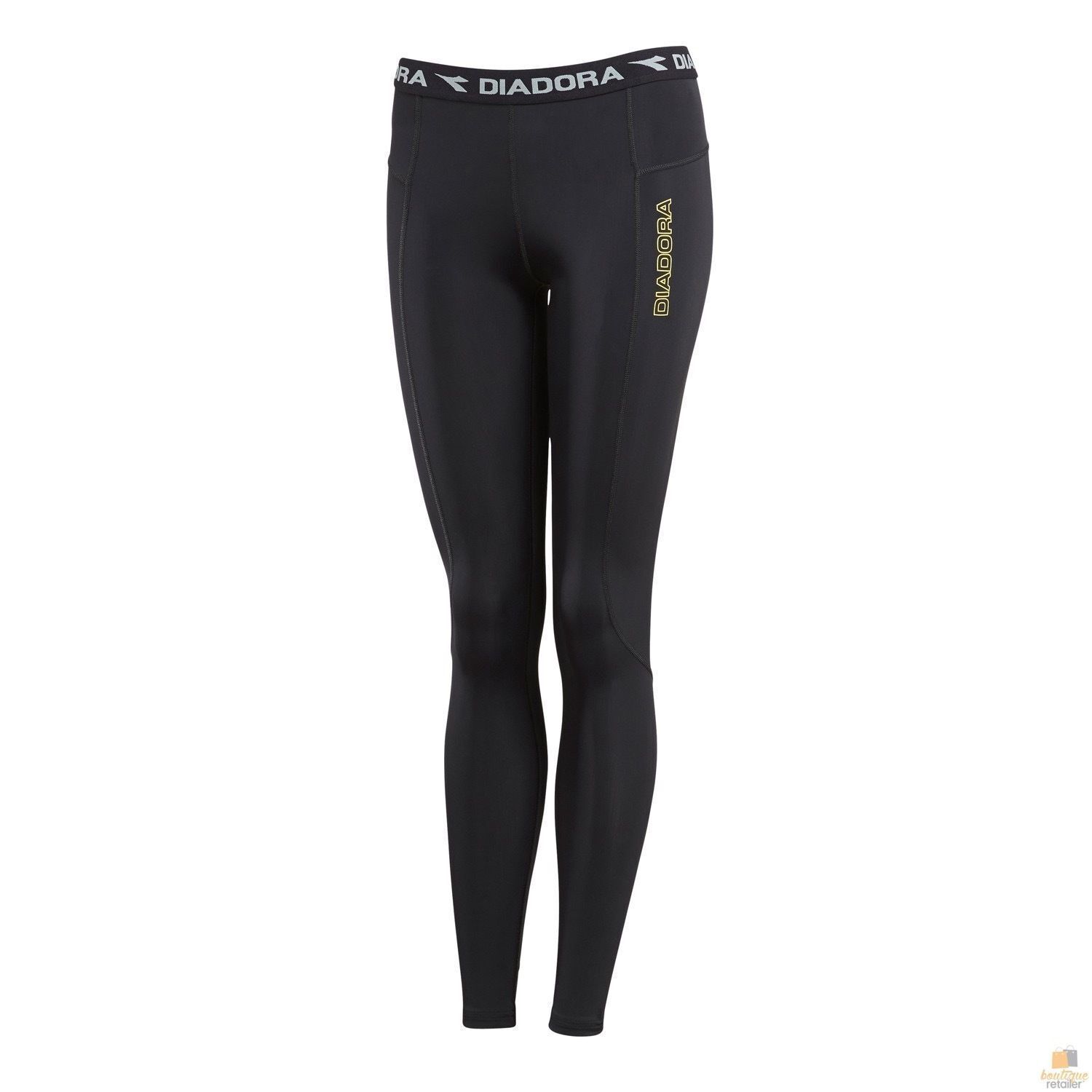 DIADORA Ladies Compression Sports Full Length Tights Gym Yoga - Black - 12 V563-GDWS1390-BLK-12