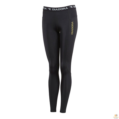 DIADORA Ladies Compression Sports Full Length Tights Gym Yoga - Black - 8 V563-GDWS1390-BLK-8