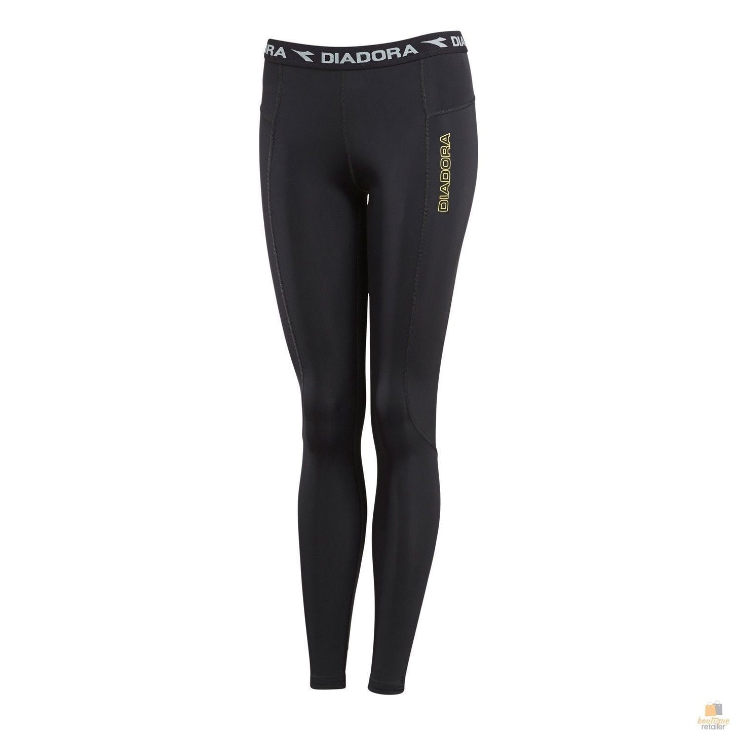 DIADORA Ladies Compression Sports Full Length Tights Gym Yoga - Black - 8 V563-GDWS1390-BLK-8