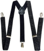 GLITTER SPARKLE SUSPENDERS Braces Clipon Elastic Y-Back Slim Adjustable - Black (Glitter) V563-GLITRSUSPENDERS-BLKGLIT