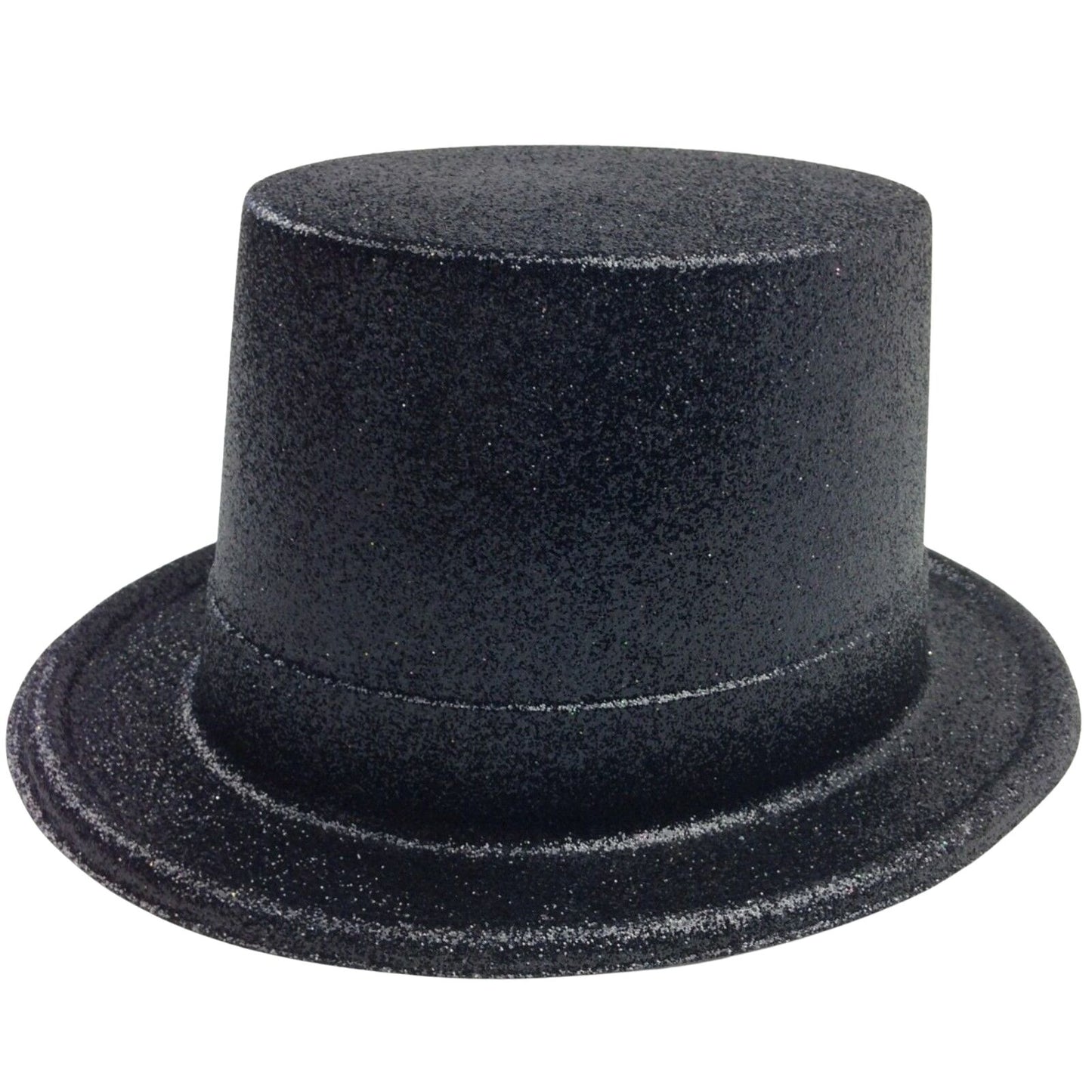 Glitter Top Hat Adult Costume Fancy Dress Party Plastic Tall Hat - Black V563-GLTRTOPHAT-BLK