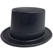 Glitter Top Hat Adult Costume Fancy Dress Party Plastic Tall Hat - Black V563-GLTRTOPHAT-BLK