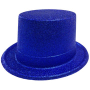 Glitter Top Hat Adult Costume Fancy Dress Party Plastic Tall Hat - Blue V563-GLTRTOPHAT-BLU