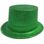Glitter Top Hat Adult Costume Fancy Dress Party Plastic Tall Hat - Green V563-GLTRTOPHAT-GRN