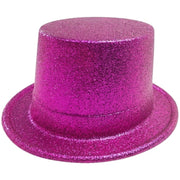 Glitter Top Hat Adult Costume Fancy Dress Party Plastic Tall Hat - Hot Pink V563-GLTRTOPHAT-HTPNK