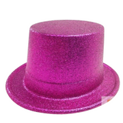 Glitter Top Hat Adult Costume Fancy Dress Party Plastic Tall Hat - Hot Pink V563-GLTRTOPHAT-HTPNK