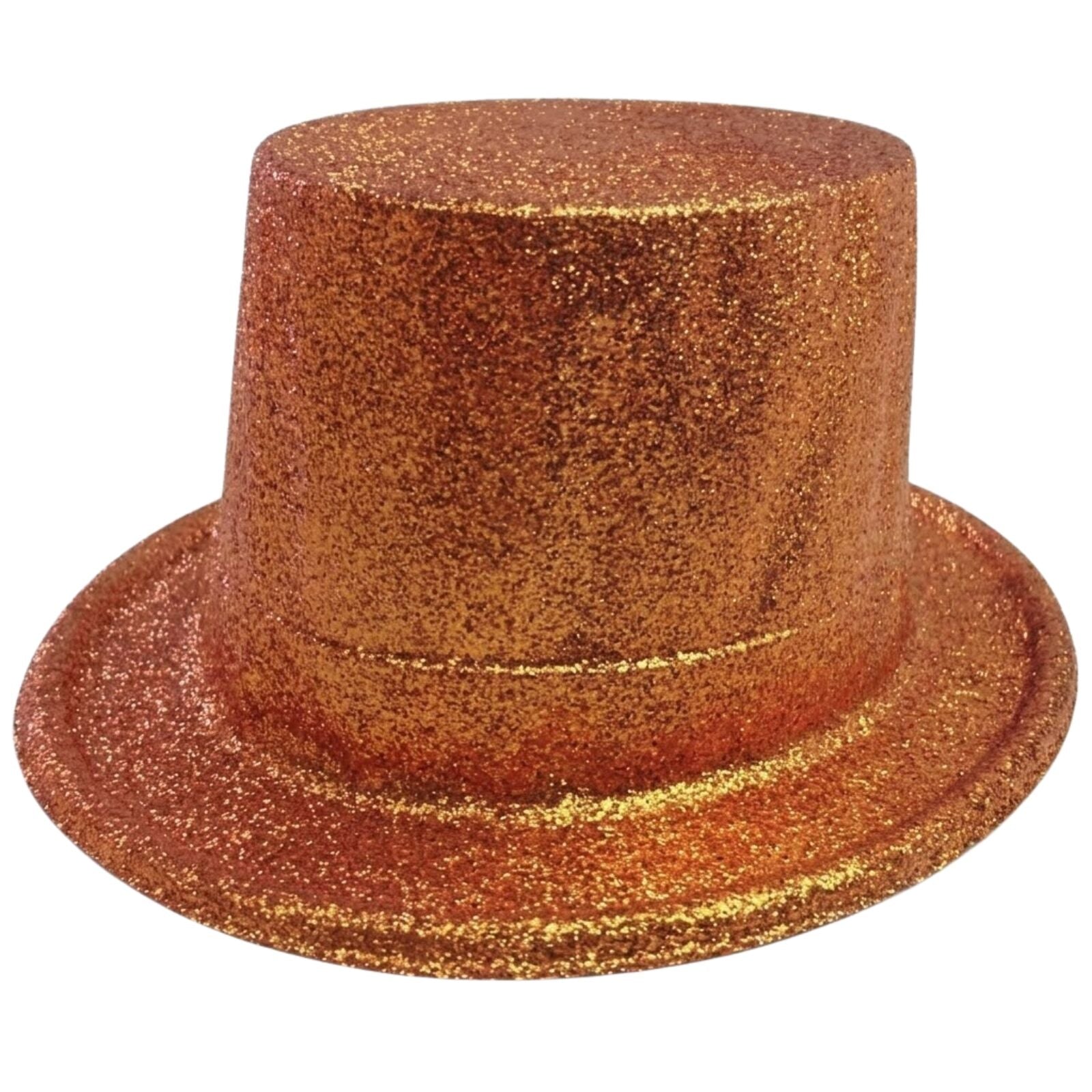 Glitter Top Hat Adult Costume Fancy Dress Party Plastic Tall Hat - Orange V563-GLTRTOPHAT-ORNG