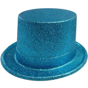 Glitter Top Hat Adult Costume Fancy Dress Party Plastic Tall Hat - Sky Blue V563-GLTRTOPHAT-SKYBLU