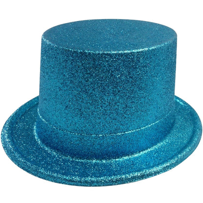 Glitter Top Hat Adult Costume Fancy Dress Party Plastic Tall Hat - Sky Blue V563-GLTRTOPHAT-SKYBLU