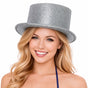 Glitter Top Hat Adult Costume Fancy Dress Party Plastic Tall Hat - Silver V563-GLTRTOPHAT-SLV
