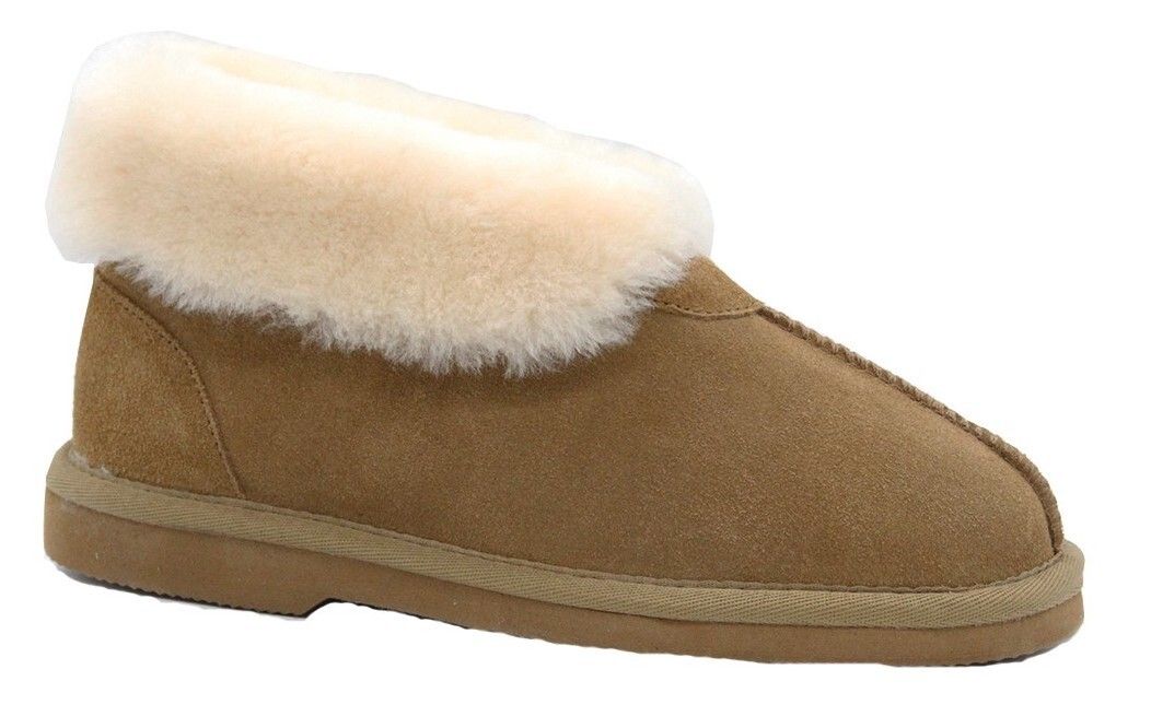 GROSBY Womens Princess UGG Boots Genuine Sheepskin Suede Leather Slippers  - Chestnut - 5