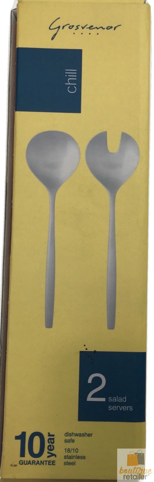 GROSVENOR Chill 2 Salad Servers 18/10 Stainless Steel Spoon Fork CHILL2SS V563-GROSV-2-SALSER