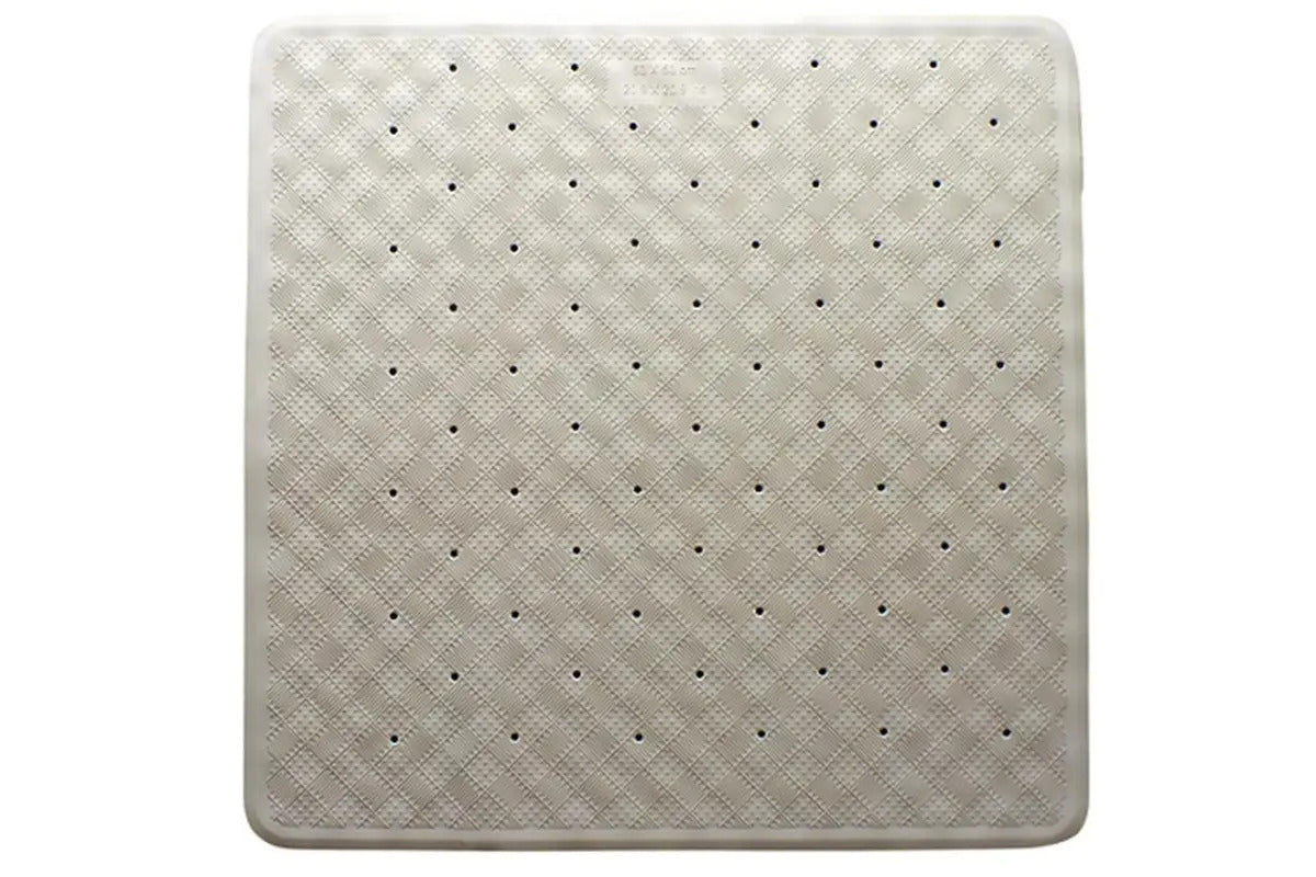 Square Anti Slip Loofah Shower Rug Non Slip Bathroom Bath Mat Water Drains Beige V563-GTRUBERBEIG-SHW