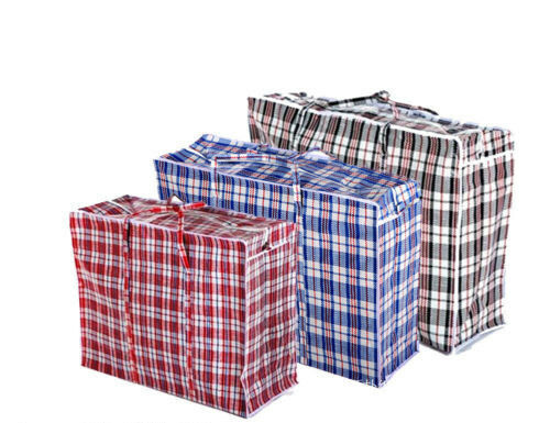 1x Large Stripe Bag Packing Storage Strip Zip Shopping Travel Check House Moving 65cm x 60cm x 25cm V563-H0-201-1PC