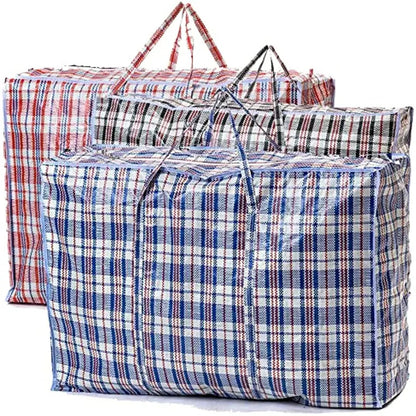 12x Large Stripe Bag Packing Storage Strip Zip Shopping Travel Check House Moving 90cm x 78cm x 25cm V563-H0-207-12PCS